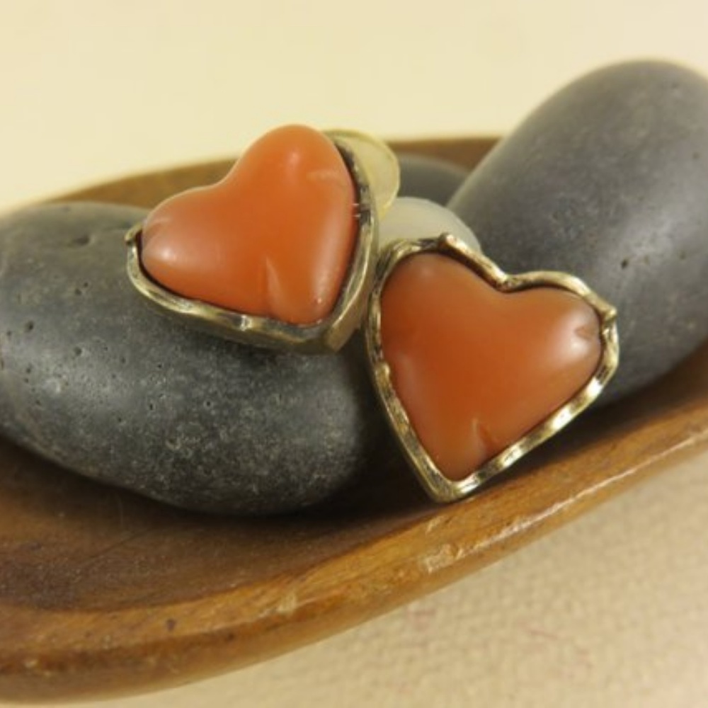 Orange Heart Earrings - Picture 6 of 6